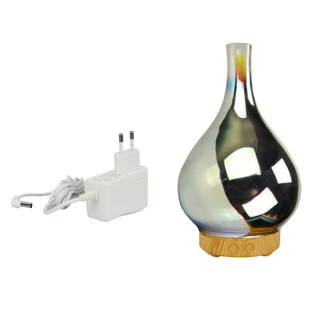 3D Fireworks Glass Vase Shape Air Humidifier with LED Night Light Aroma Essential Oil Diffuser Mist Maker Ultrasonic Humidifier