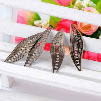 

Free Shipping 10-50Pcs DIY Leaf Jewelry Accessories Filigree Wraps Connectors Metal Ancient Headwear Hairpin Handmade