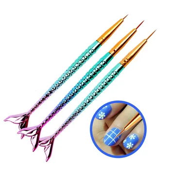 

1Pcs Mermaid Gradient Pen Nail Art Brush Liner Line Stripe Fish Flower Painting Drawing Manicure Acrylic Tools Tips Design T0458