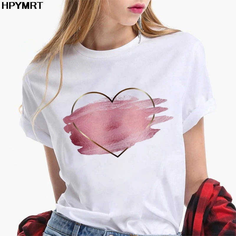 Heart Flower Print Ladies T-shirt 