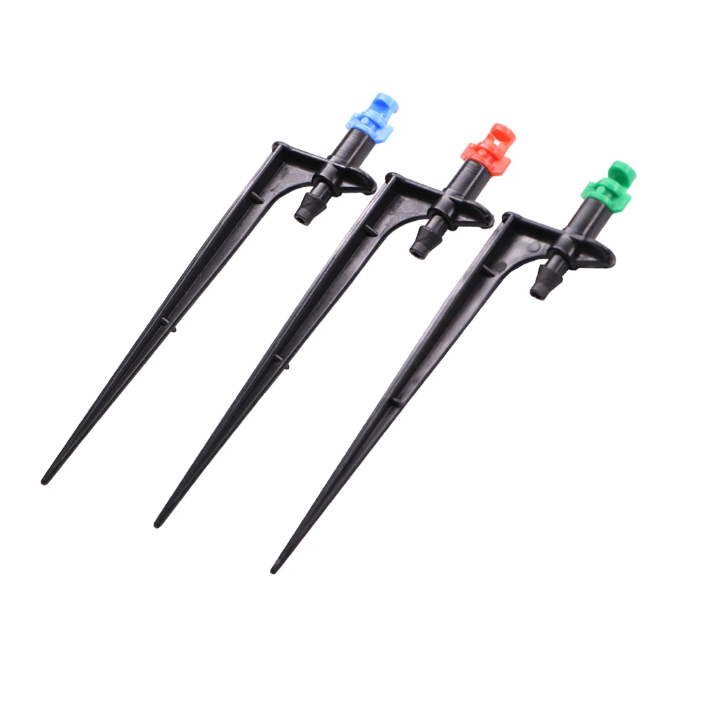 15PCS 90/180/360° Gardens Adjustable Drip Irrigation Sprinkler Misting Nozzles on 13CM Stake Dripper Inserting Ground Sprayer