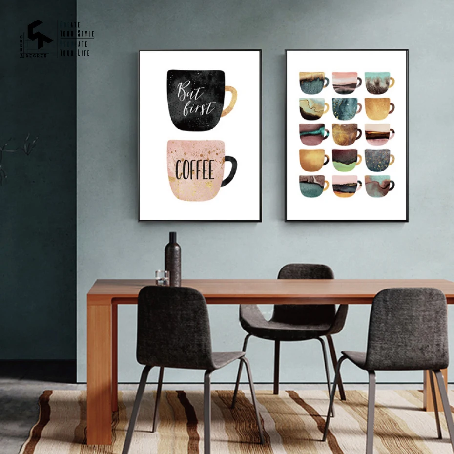 CREATE RECREATE Modern Poster Canvas Oil Painting Coffee Cups Posters And Prints Decorative Picture For Dining 3