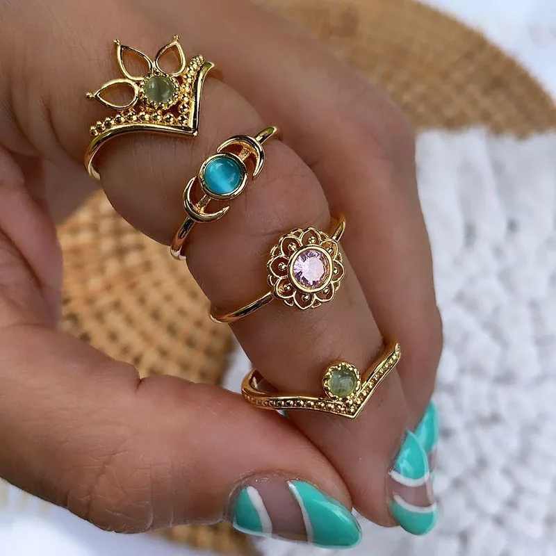 Stainless Steel Opal Finger Rings For Women