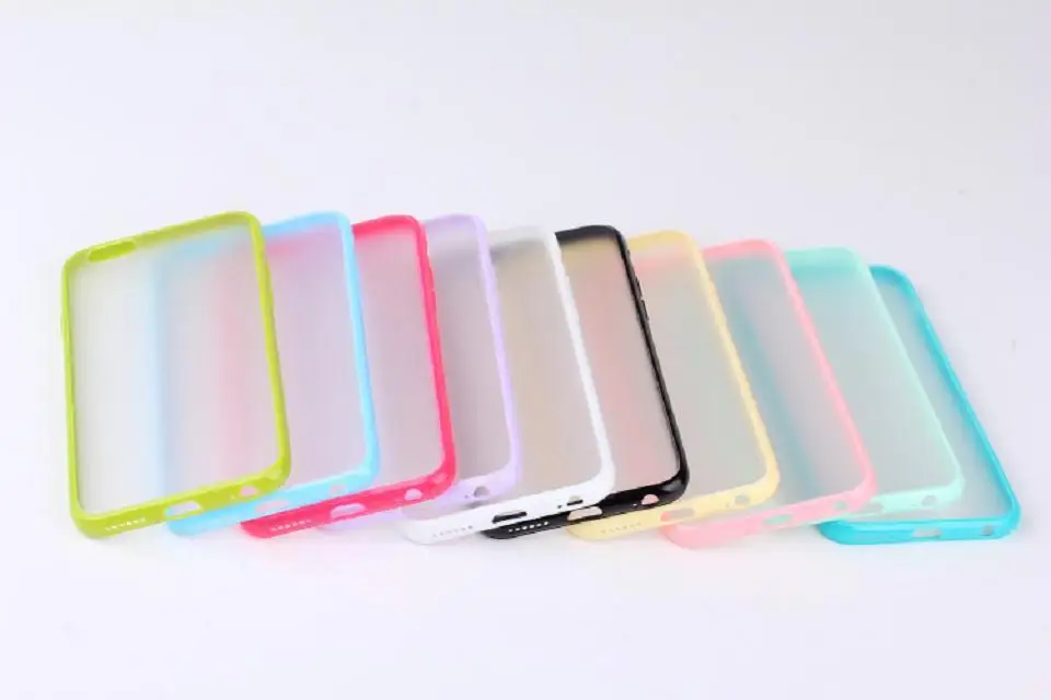 

Solid color border Transparent Thin Phone Case for iPhone XS Max XR 8 7 6 6s Plus Back Cover Shell TPU PC Phone Protective Shell