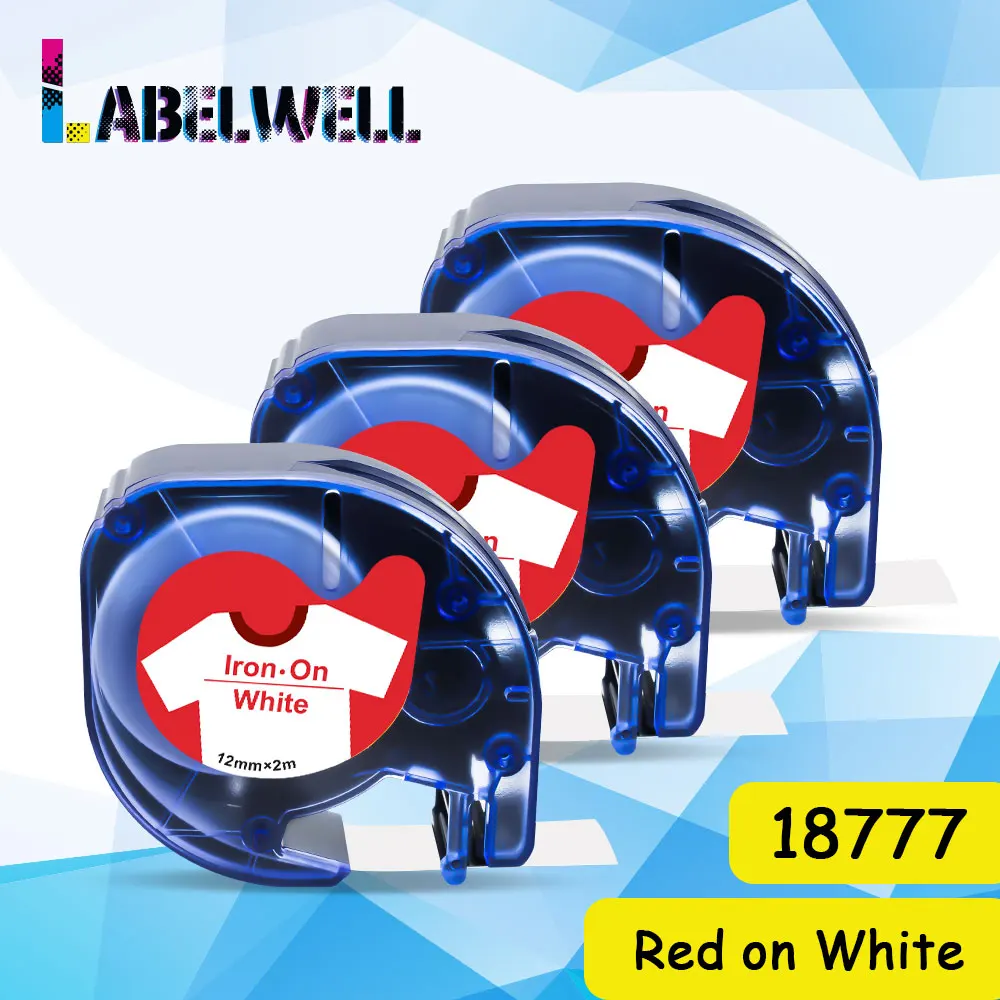 Labelwell 3 шт. 18777 18779 18776 тканевые железные ленты 12 мм красная на белом тканевой