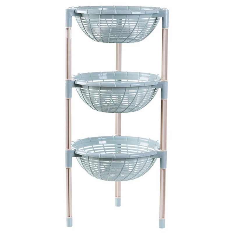 

Round Storage Rack Organizer 3 Layers Dishes Rack Fruit and Vegetable Shelf Storage Organizer Kitchen Blue