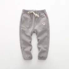 Korean-style Simple Warm Polar Fleece Casual Pants Autumn& Winter New Style Crawler BOY'S Girls Woven Nap Trousers