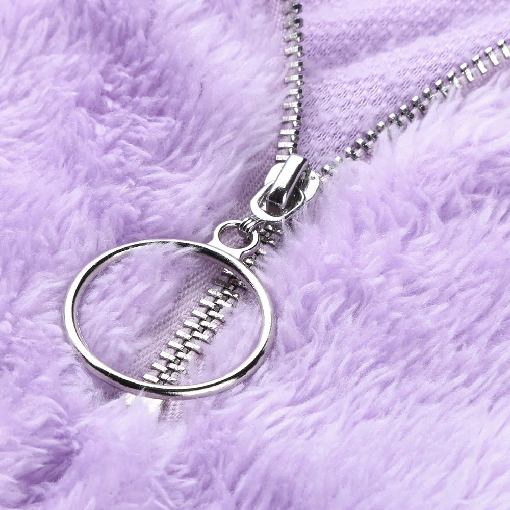 Jaycosin Fashion Women Simple O-Neck Warm Zip Neckline Sweatshirt Stylish Long Sleeve Comfortable Soft Casual Blouse 927#3