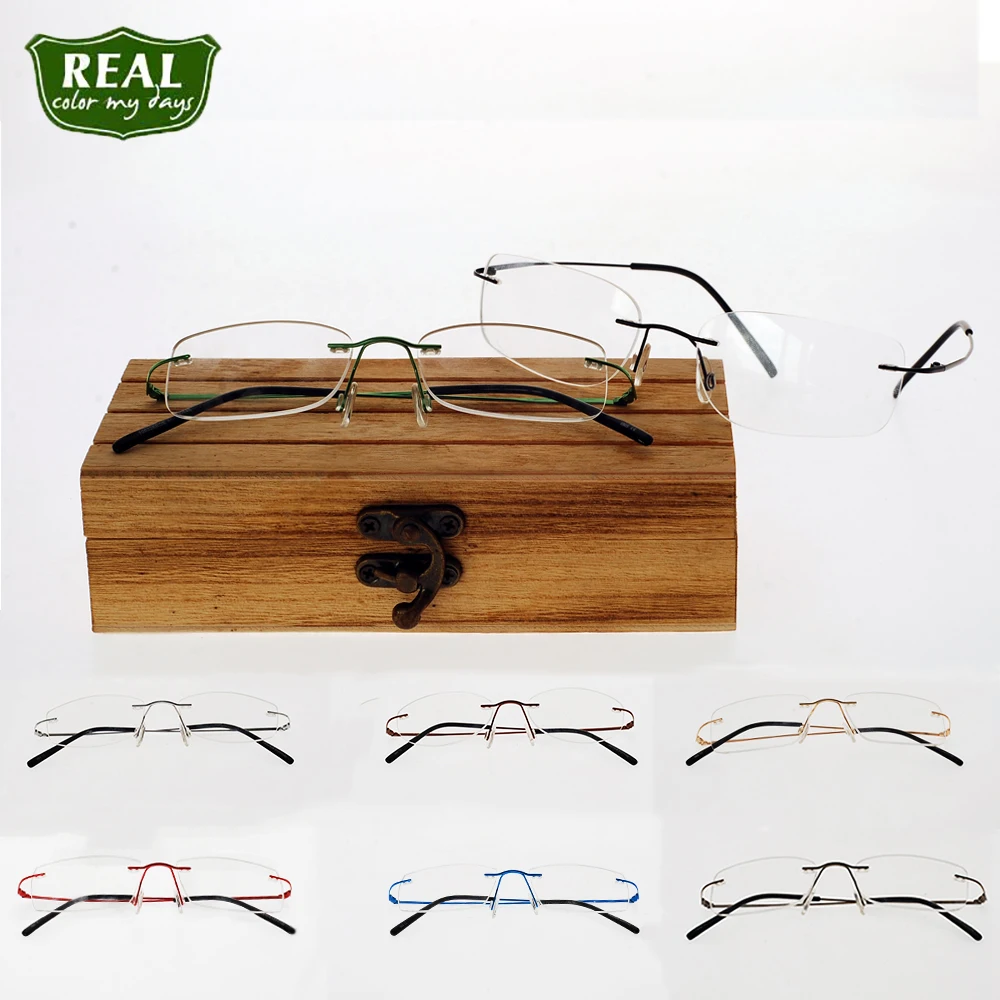 Настоящие ультралегкие титановые очки для чтения без оправы с эффектом памяти, мужские и женские очки для дальнозоркости, деловые очки+ 0,75+ 1+ 1,5+ 1,75+ 2 до+ 4
