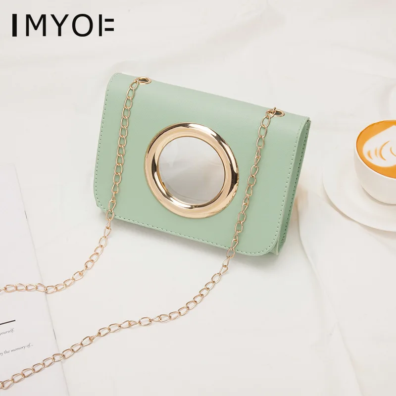 

Lady Jelly Crossbody Bag Fashion Transparent Circle Flap Chain Shoulder Bag Cute Mini Women Handbag Girls Phone Purse Clutch