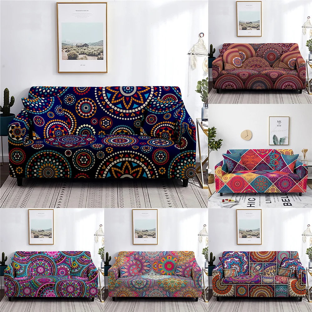Эластичный чехол для дивана Mandala в богемном стиле секционный эластичный гостиную