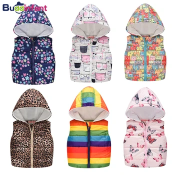 

kids vest for girls autumn warm fleece vest baby girl sleeveless jacket winter toddler waistcoat rainbow coat floral cat pattern