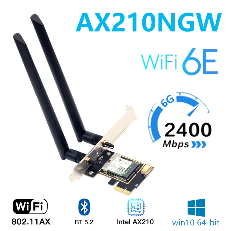 Tri band Intel AX210 wireless AX210PCIE 5374Mbps 802.11AX wireless Wi-Fi 6 AX200 is suitable for Intel 8265NGW / 9260ACM. 2 NGFF pc wifi adapter Network Cards