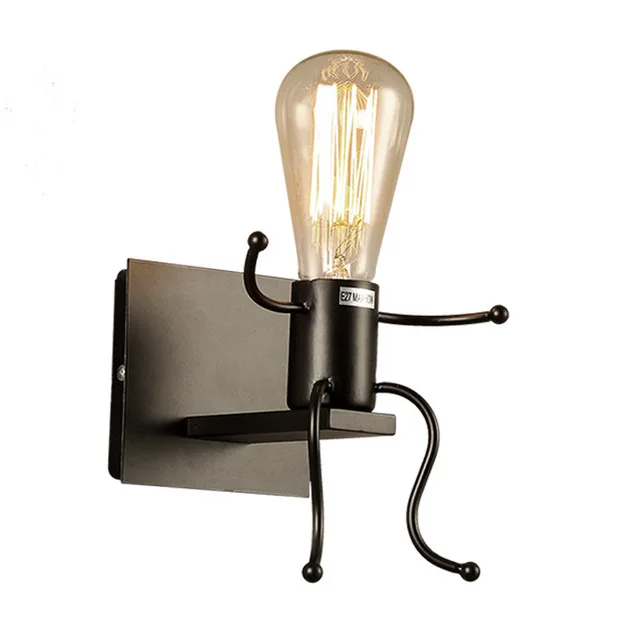 Vintage Industrial-Style Iron Art Villain Living Room Wall Lamp Bedroom Bedside Entrance Hallway LED Lighting