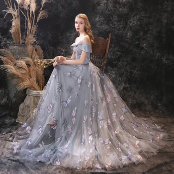 

Lively Dragonfly Lace Off Shoulder Prom Dresses Limited sales promotion Lace-up Back Long Evening Dress Party Gown Fast Ship