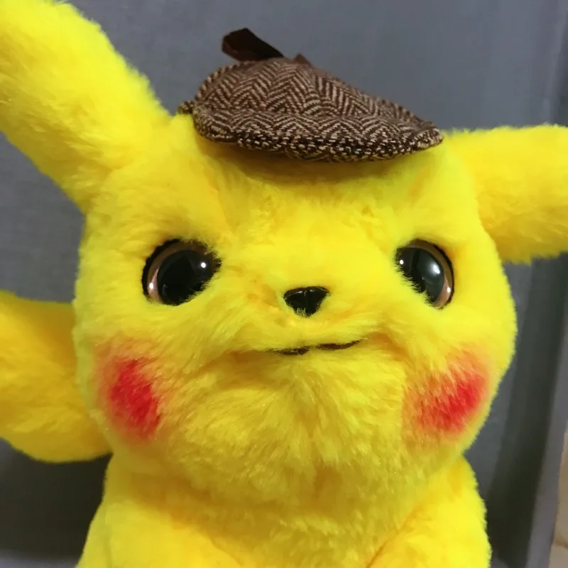 TAKARA TOMY Pokemon 28cm Detective Pikachu Plush Toy Anime Doll High Quality Stuffed Gift for Hobby Collectible Movie