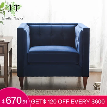 

Jennifer Taylor Jack Tufted Tuxedo Accent Arm Chair Navy Blue Diamond Hand Tufting Along The Back Inner Arms Decorative Cord