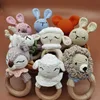 BPA Free Baby Wooden Teether DIY Crochet Deer Sheep Rattle Newborn Rodent Teething Ring Gym Educational Toys for Children Kids 4