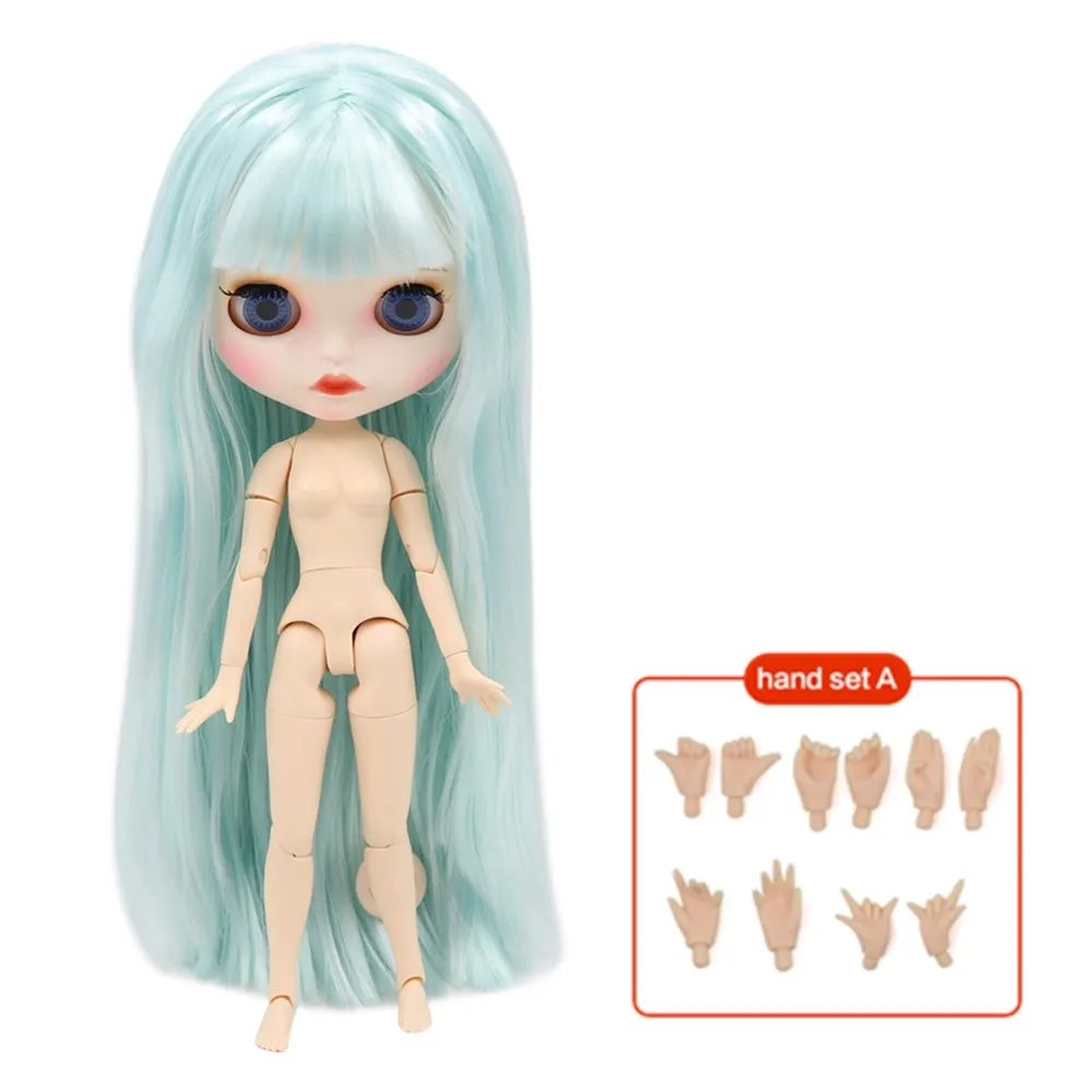 ICY 1/6 Blyth Кукла № 6909 зеленые волосы с белой кожей Обнаженная кукла, индивидуальные матовые лица сустава тела - Цвет: hand set A