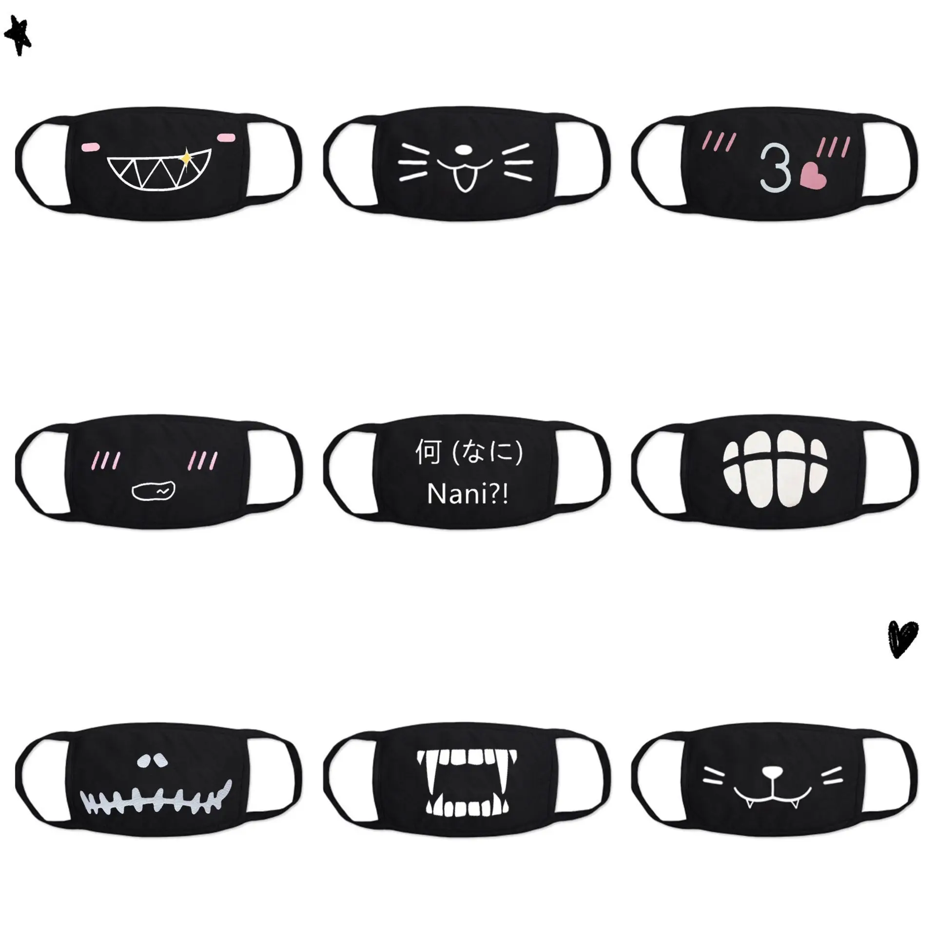 Cartoon mask on the mouth For dust and warmth anime mask Anti-fog mouth face mask dust masks Double cotton fabric facial mask