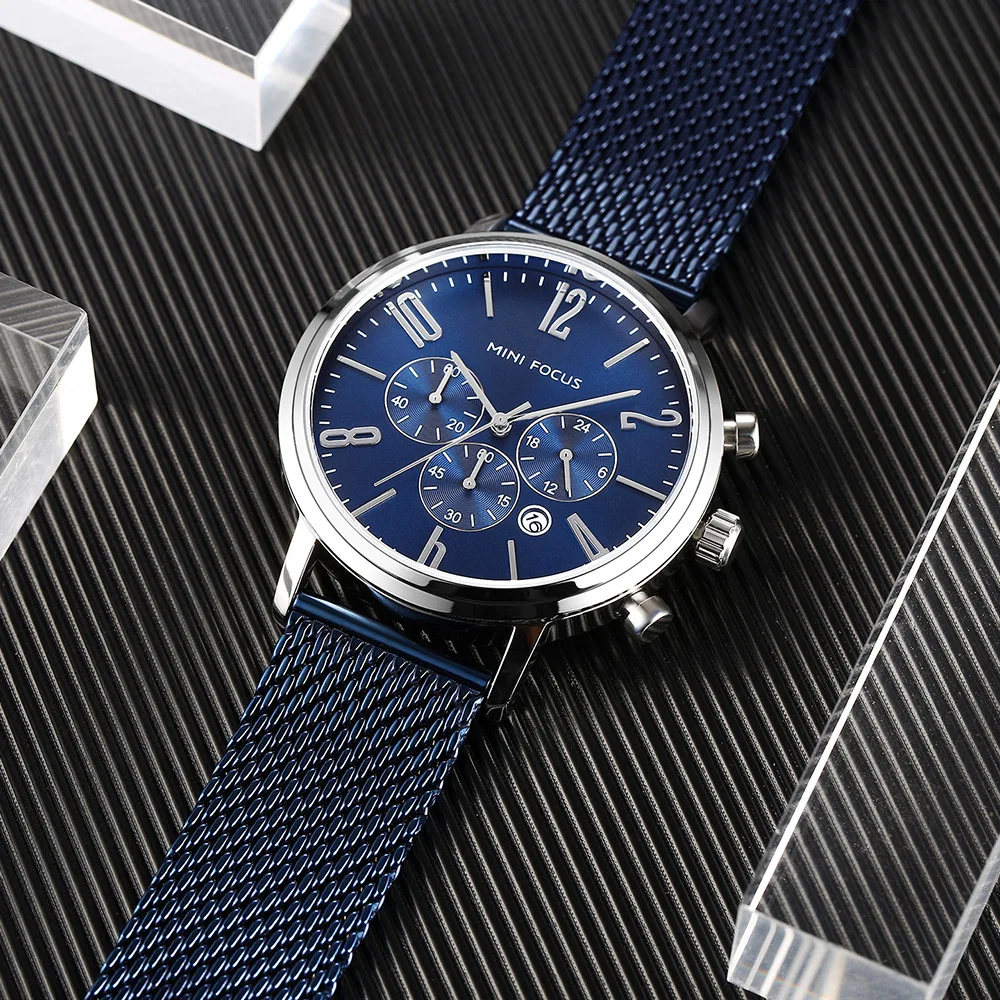 

Mini FOCUS Fox Hot Sales Fashion Multi-functional MEN'S Watch Steel Net Belt Ultra-Thin MEN'S Table