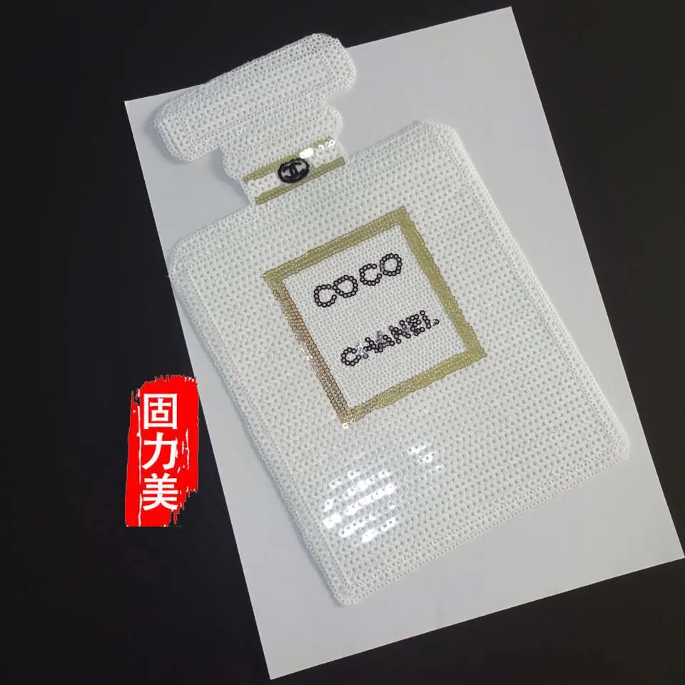 

10pc Perfume Bottle Large Sequined Patches for Clothing Sequin Patch Sewing on Applique DIY Apparel Parches Garment Accessories
