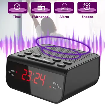 

EU Plug Portable Fantastic LED Fm Radio Digital Alarm Clock with Sleep Timer Snooze Fuction Compact Digital Modern Design