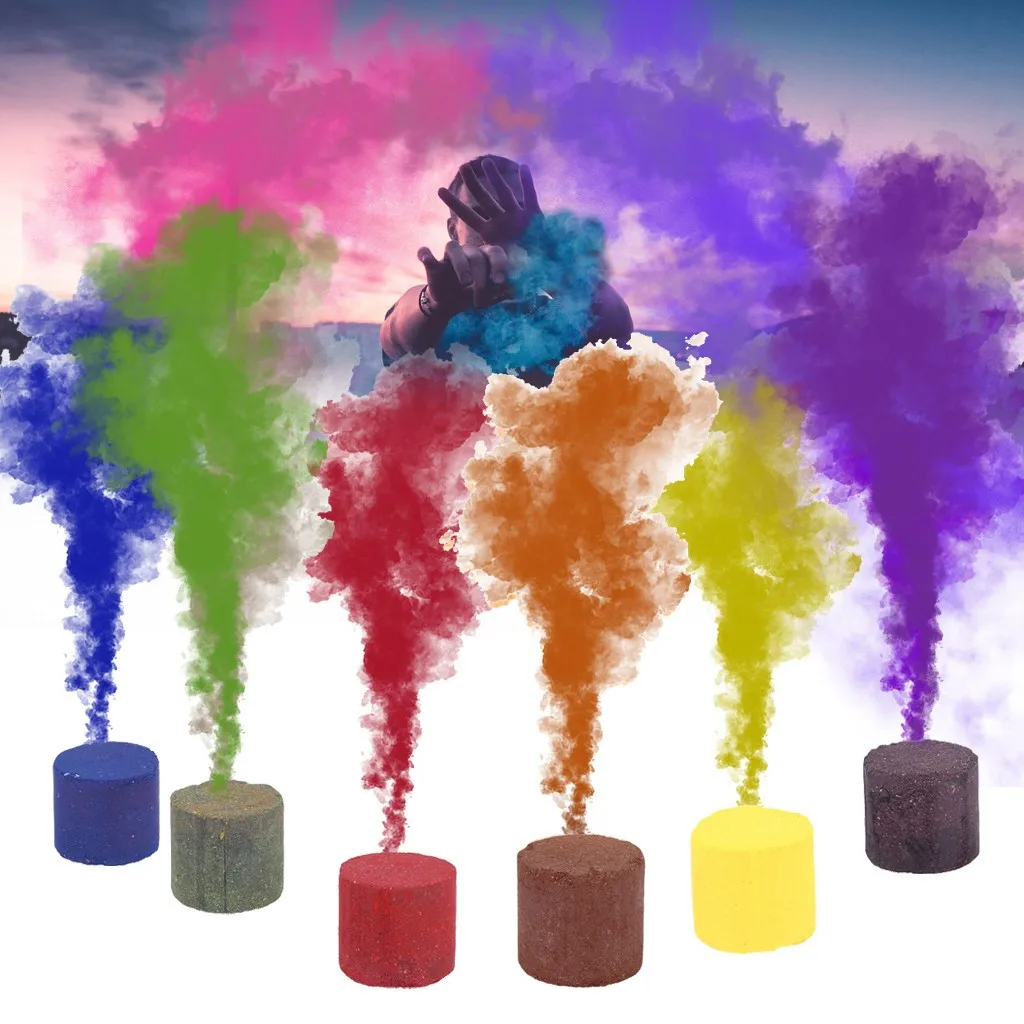 

1/6 pieces smoke cake colorful smoke effect show round bomb scene photography help to burn 1 minute high quality smoke 19AUG30