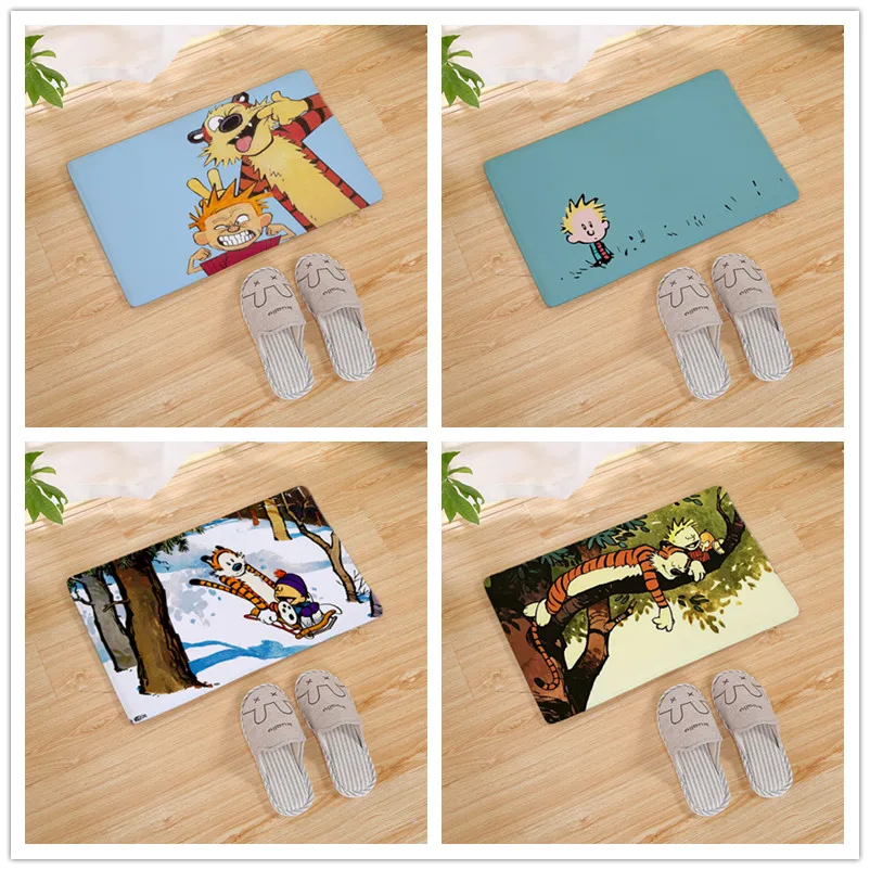 

Comic Calvin & Hobbes Print Home Decor Doormat Insole Kitchen Carpet Indoor Outdoor Welcome Bathroom Non-slip Floor Mat Donut