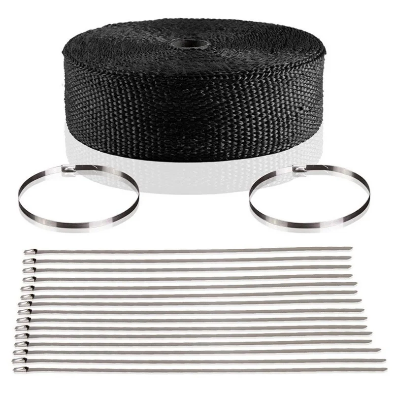 1.5mm* 50mm* 10m Car Motorcycle Heat Insulation Cotton Exhaust Pipe High Temperature Modified Insulation Cotton Kit