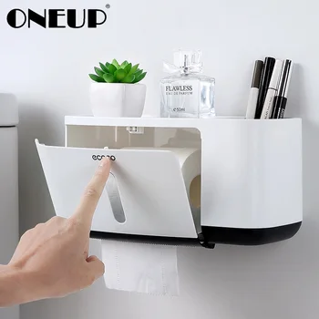 

ONEUP Wall-mounted Toilet Paper Holder Bathroom Waterproof Tissue Box Home Storage Rack Portable Toilet Paper Holder
