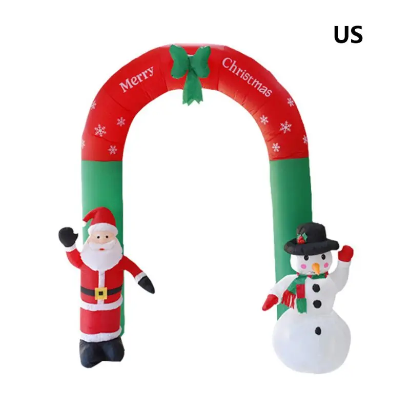 E7CC 8 Foot Tall Lighted Christmas Inflatable Santa and Snowman Archway with Bow LED Yard Art Decoration | Дом и сад