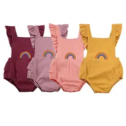 Body d'été en coton à manches volantes pour bébés, vêtements de princesse, dos nu, avec nœud papillon, pour enfants en bas âge, 2021 