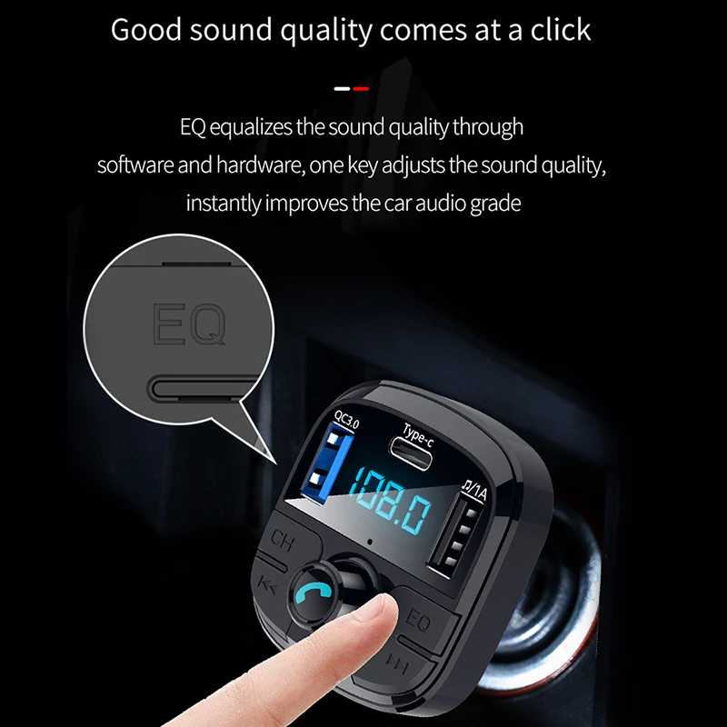 Best Onever Fm Transmitter Auto Bluetooth 5.0 Car Kit MP3 Fast charging QC3.0 Modulator Car Charger Double USB Stable Car Accessorie