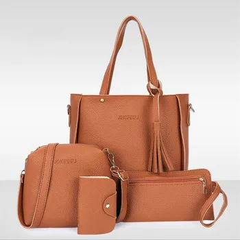 

2019 Women Bag Dropshipping 4PCS Handbag Set Women PU Leather Shoulder Bag Composite Bag for Lady Fashion-3Wbags-004