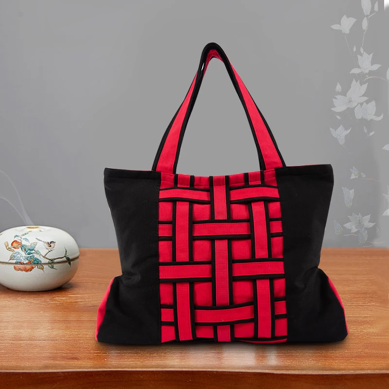 

Womens Casual Tote Bags Bohemia Ethnic Retro Knitting Trave Large Capacity Canvas Fashion Shoulder Bags Purse for Teenager Girl