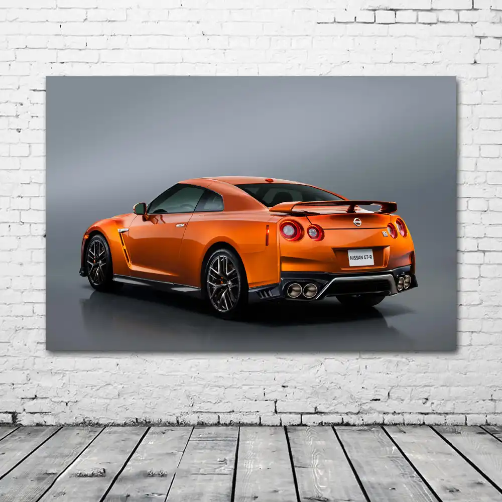 スポーツカー日産gtr R35オレンジ車両壁紙ポスターと版画キャンバス壁木製diyフレーム絵画 Painting Calligraphy Aliexpress