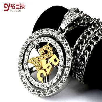 

Fashion Jewelry Whirligig 2PAC Pendant Necklace Gold Hip-Hop for Men Tide Brand Jewelry Necklace With 80cm Chain Bling