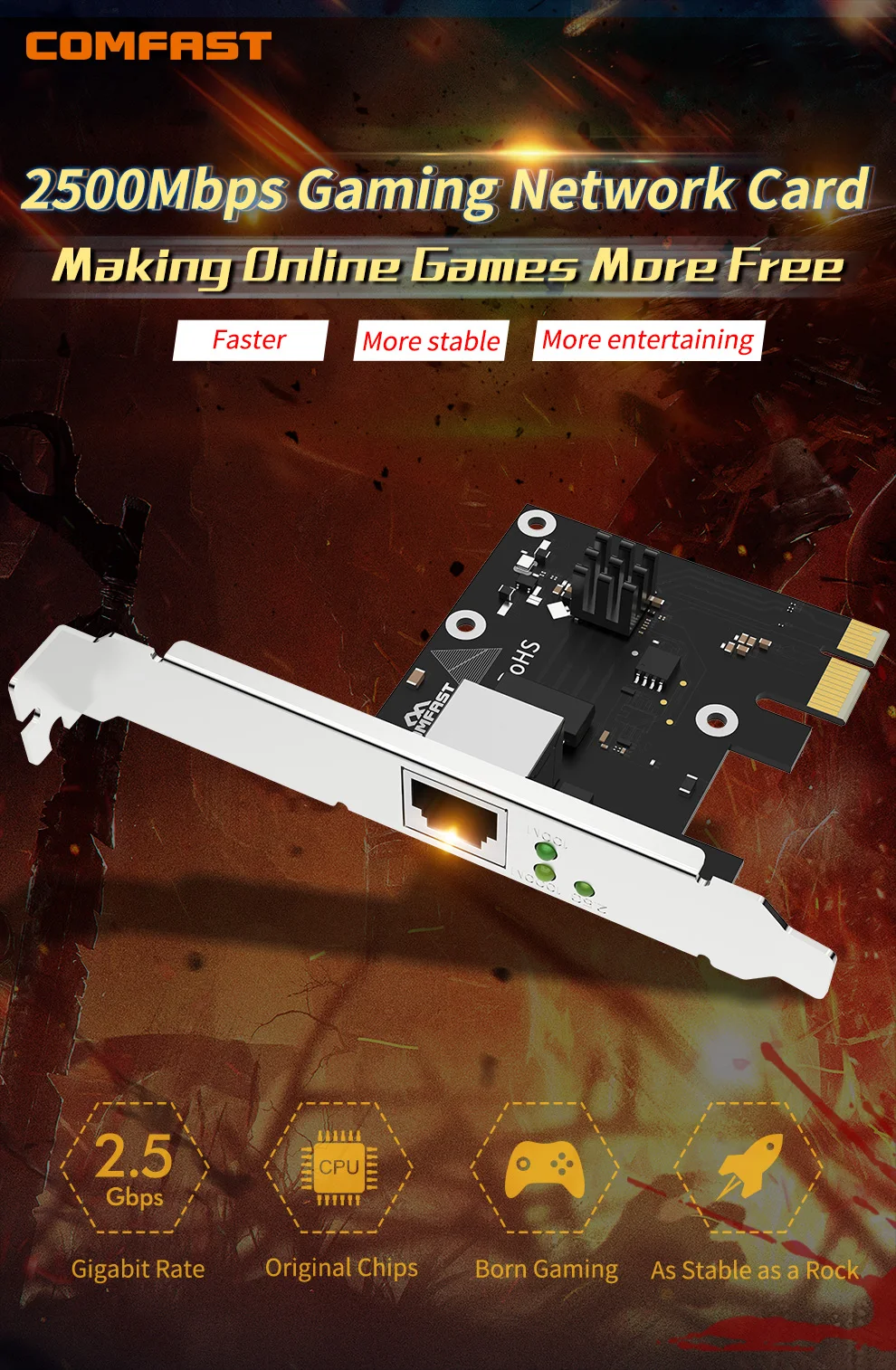 Jogo Pcie Cartão 2500mbps Gigabit Placa de Rede 10 100 1000mbps Rtl8125b Rj45 com Fio Computador Pci-e 2.5g Adaptador de Rede Lan Dongle Placas de rede - Imagem 2