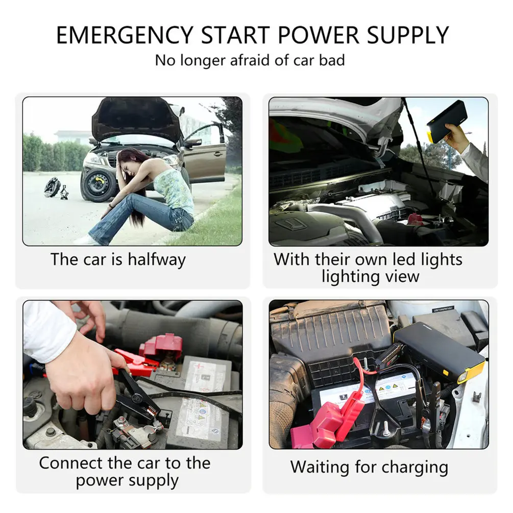 

Multi-function Mini 18000mAh Batteries Charger 3 Mode Car Jump Starter Booster Power Bank LED Emergency Kit