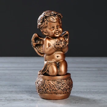 

Figurine "Angel with a bouquet" bronze color, 20 cm