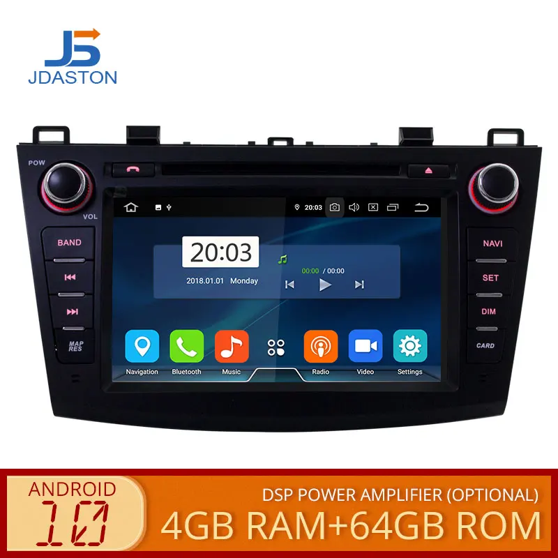JDASTON Android 10.0 Car DVD Player For Mazda 3 2009-2012 WIFI Multimedia GPS Navigation Stereo 2 Din Radio Audio Auto Video | Автомобили