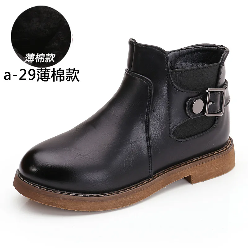 black 2 plush Новые детские Осенние Теплые ботильоны для девочек, модная зимняя водонепроницаемая обувь для детей 3, 4, 5, 6, 7, 8, От 9 до 13 лет - Цвет: black 2 plush