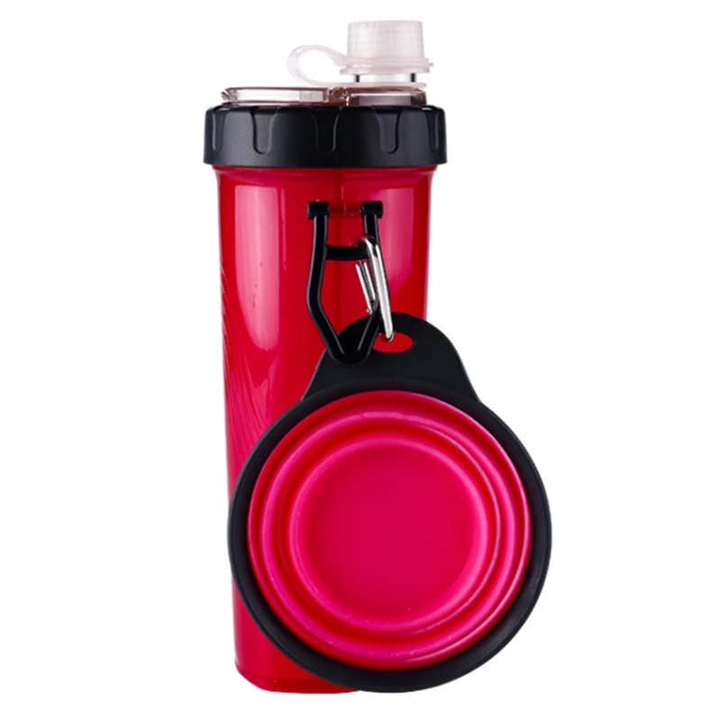 Portable 2 in 1 Pet Water Bottle Food Container with Folding Silicone Bowl Outdoor Travel Dog Cat Feeder Cup | Дом и сад