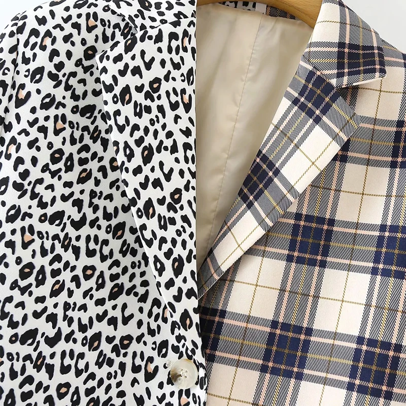 Autumn Winter Fashion Women Blazer Jacket Causal Long Sleeve  Office Lady  Leopard Suit Coat