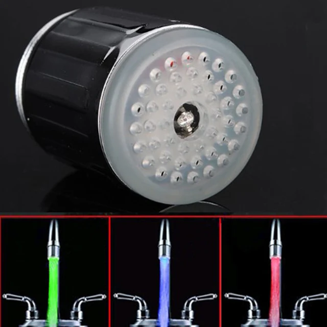 Luminous Light-up LED Water Faucet Shower Tap Basin Water Nozzle Bathroom Kitchen Heater Faucets Thermostat Blue 3Color 7 Colors 6