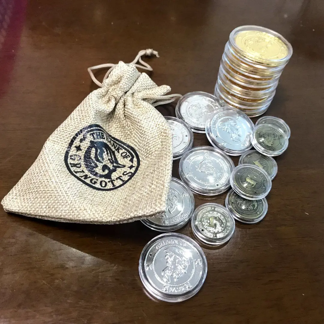Harriom монета банк 18 шт. монета с сумкой Косплей Поттер игрушка Хэллоуин Волшебный мир вечерние Jouet подарок