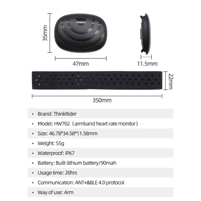 ThinkRider ANT + BLE ɹڼ , ̵ ޸ ߿  Ϲ ɹڼ , HRM HW702, IP67