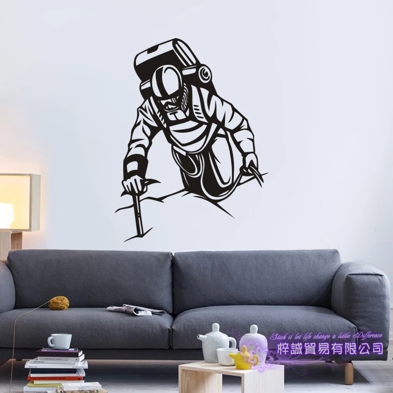 DCTAL Mountain Climbing Sticker Climbers Decal Extreme Sports Posters Vinyl Wall Decals Parede Decor Mural Climbing Sticker