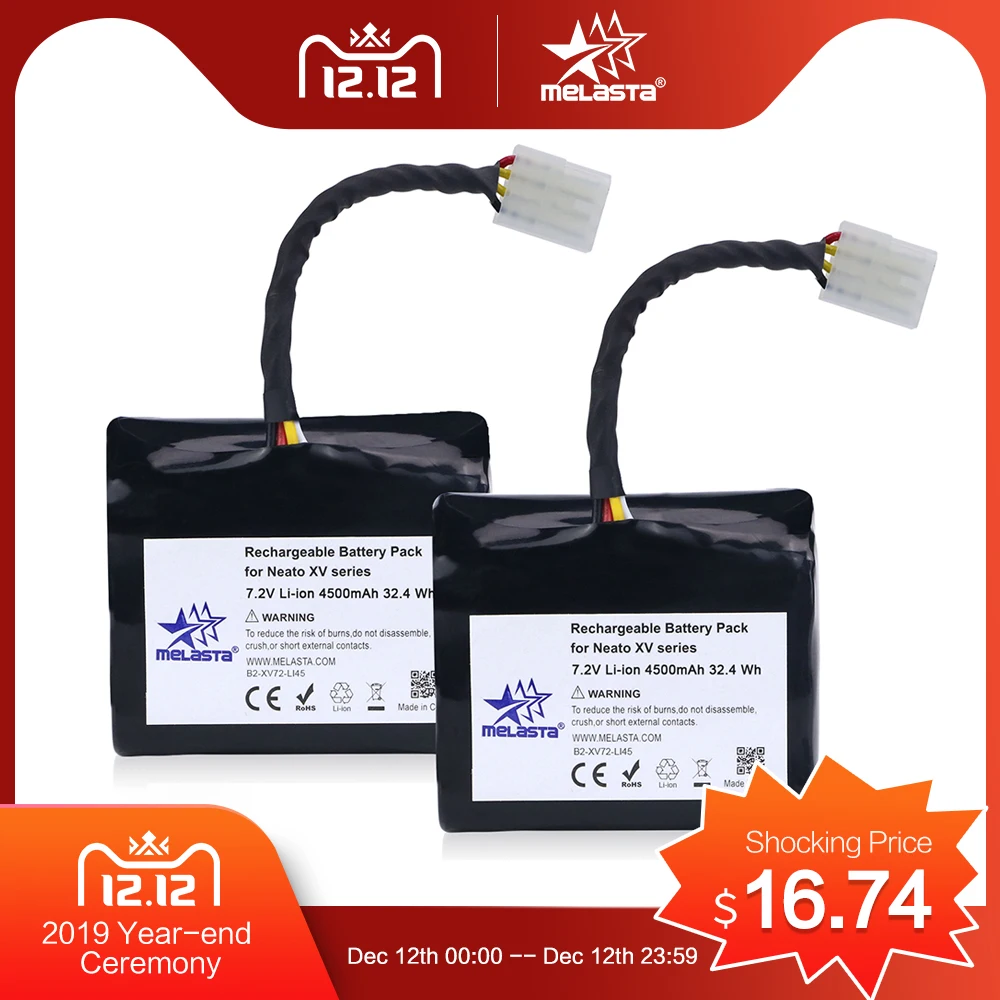 Tanie 2 sztuk 7.2V 4.5Ah akumulator litowo jonowy do Neato XV baterii XV 21 XV 11 XV 14 XV 15 XV 12 XV 25 podpis XV Pro z importowane komórki